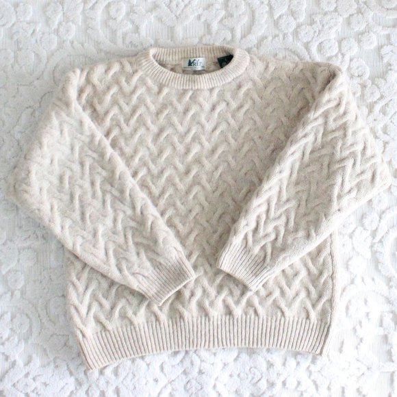 REI Sweaters - REI 100% wool zig zag thick knit oatmeal sweater